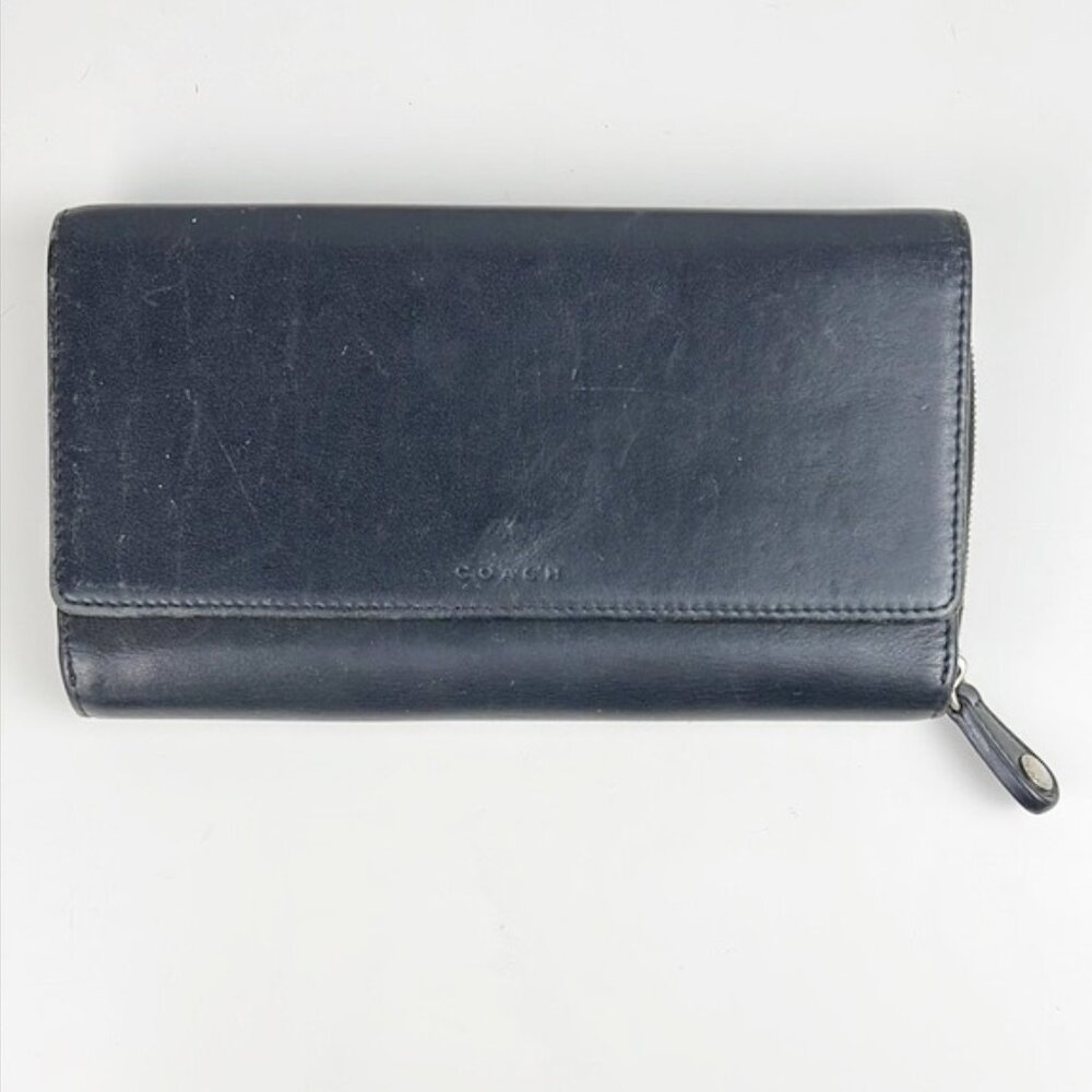 Coach Vintage Soft Black Leather Classic Trifold Wallet